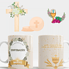 10 Diseños Plantillas Tazas Confirmación Archivos Png y Editables Psd