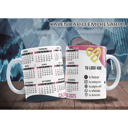 10 Diseños Plantillas Tazas Calendarios Empresarial 2025 Archivos Png y Editables Psd