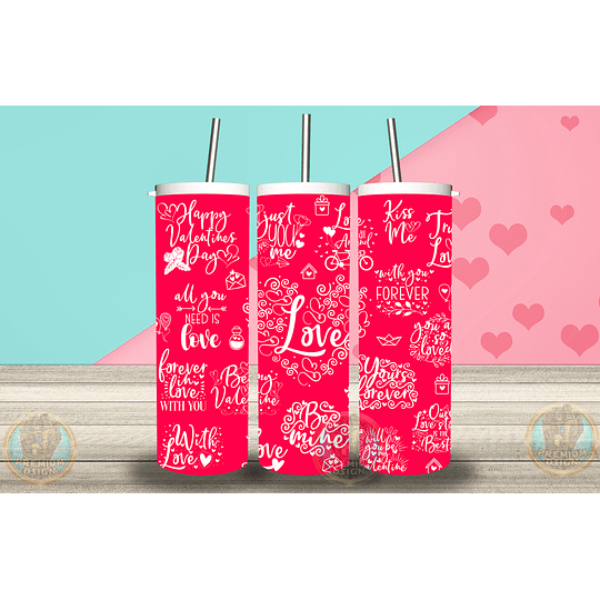 28 Diseños Plantillas Tumbler San Valentin Enamorados Editable