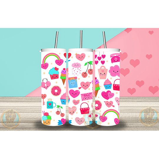 28 Diseños Plantillas Tumbler San Valentin Enamorados Editable