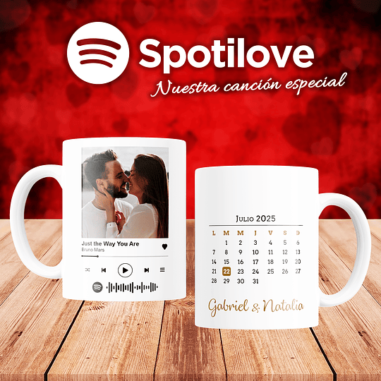 24 Diseños Plantillas Tazas SpotiLove Calendario 2025 San Valentin Enamorados Editable Psd