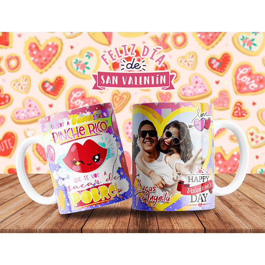 10 Diseños Plantillas Tazas San Valentin Enamorados Editable y Png