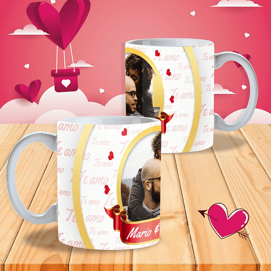 12 Diseños Plantillas Tazas San Valentin Enamorados 2 Editable y Png