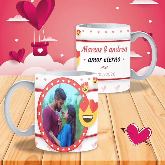 12 Diseños Plantillas Tazas San Valentin Enamorados 2 Editable y Png