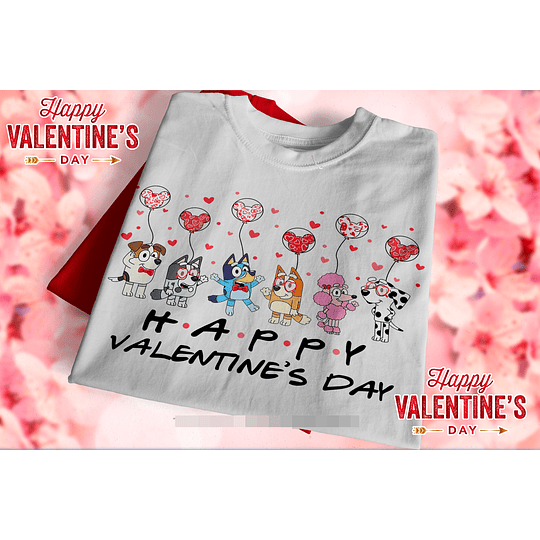 16 Diseños Plantillas Poleras Bluey San Valentin Enamorados Png