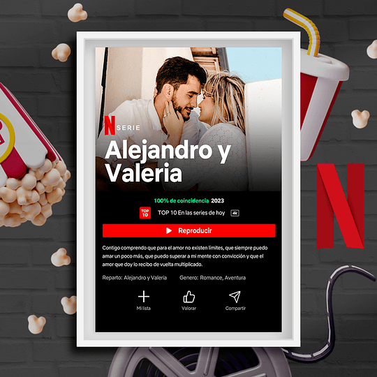 10 Diseños Plantillas Cuadros Netflix San Valentin Enamorados Editable y Png