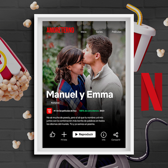 10 Diseños Plantillas Cuadros Netflix San Valentin Enamorados Editable y Png