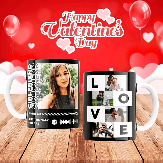 12 Diseños Plantillas Tazas San Valentin Enamorados Editable Photoshop