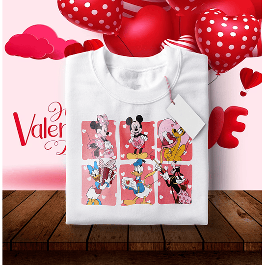 5 Diseños Plantilla Poleras Minnie y Mickey San Valentin Archivos Pdf y Png