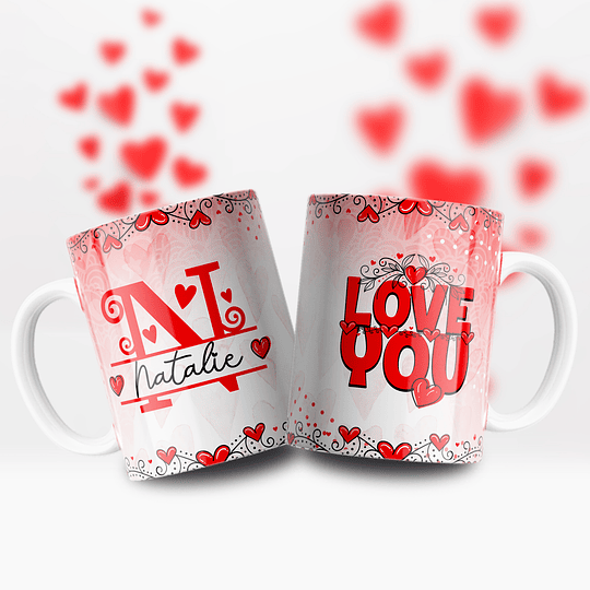 26 Diseños Plantilla Tazas Alfabeto Abecedário Rojo San Valentin Archivos Editables Psd y Png