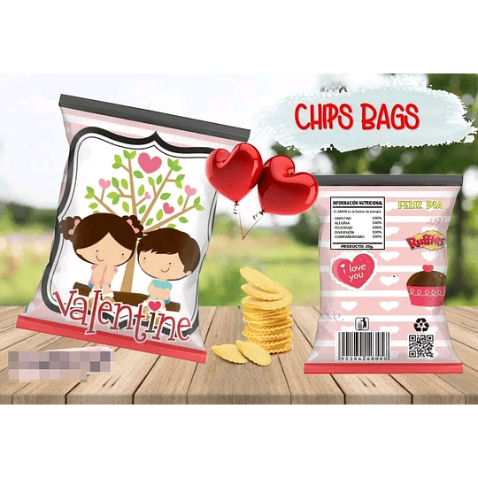 10 Diseños Plantilla Chips Bags San Valentin Archivos Editables Power Point