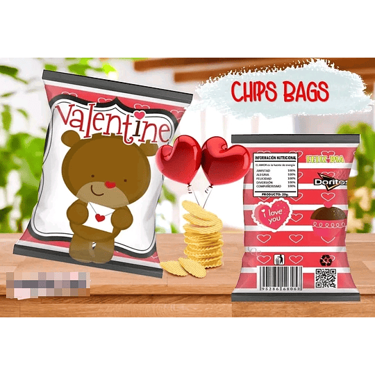 10 Diseños Plantilla Chips Bags San Valentin Archivos Editables Power Point