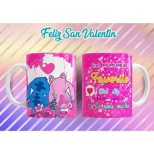 10 Diseños Plantilla Tazas Stitch Feliz San Valentin Archivos Editables Psd y Jpg