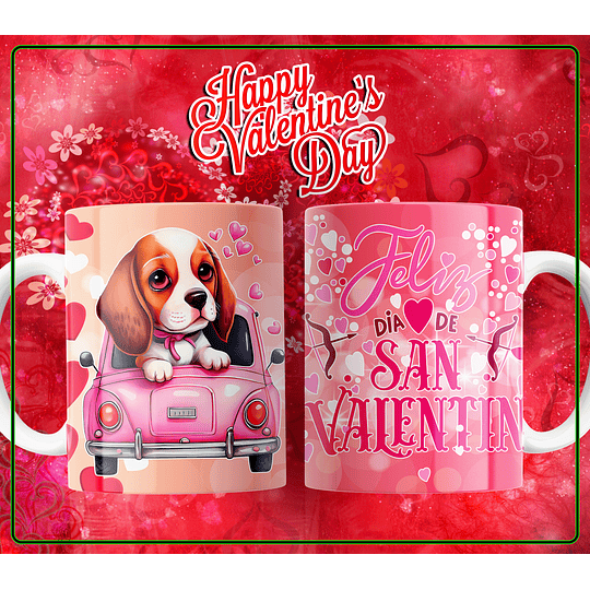 20 Diseños Plantilla Tazas Dog Love San Valentin Archivos Editables Psd y Png