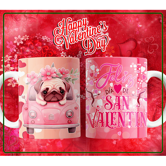 20 Diseños Plantilla Tazas Dog Love San Valentin Archivos Editables Psd y Png