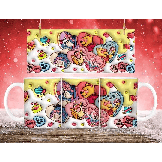 20 Diseños Plantilla Tazas 3D San Valentin Archivos Png