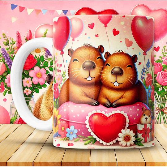 12 Diseños Plantilla Tazas Capibara San Valentin Archivos Png