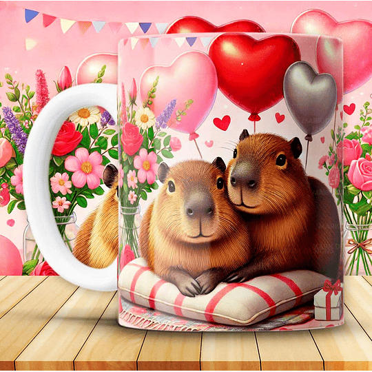 12 Diseños Plantilla Tazas Capibara San Valentin Archivos Png