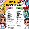 Diseños Plantilla Etiquetas Escolares Mascotas y Personajes 2025 Archivos Png