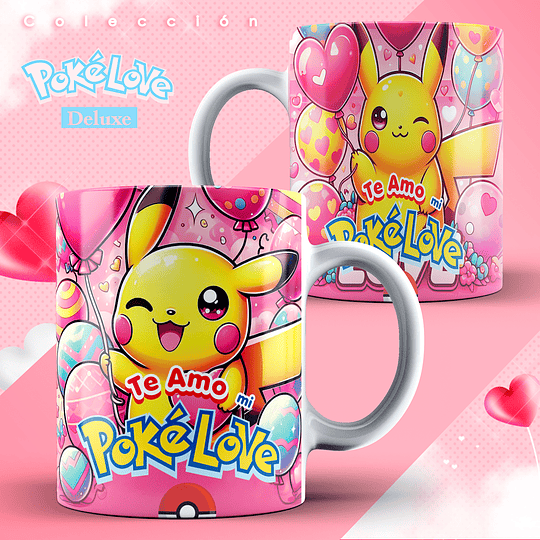 10 Diseños Plantillas Tazas Pokelove Pokemon San Valentin Archivos Editable Psd y Jpg