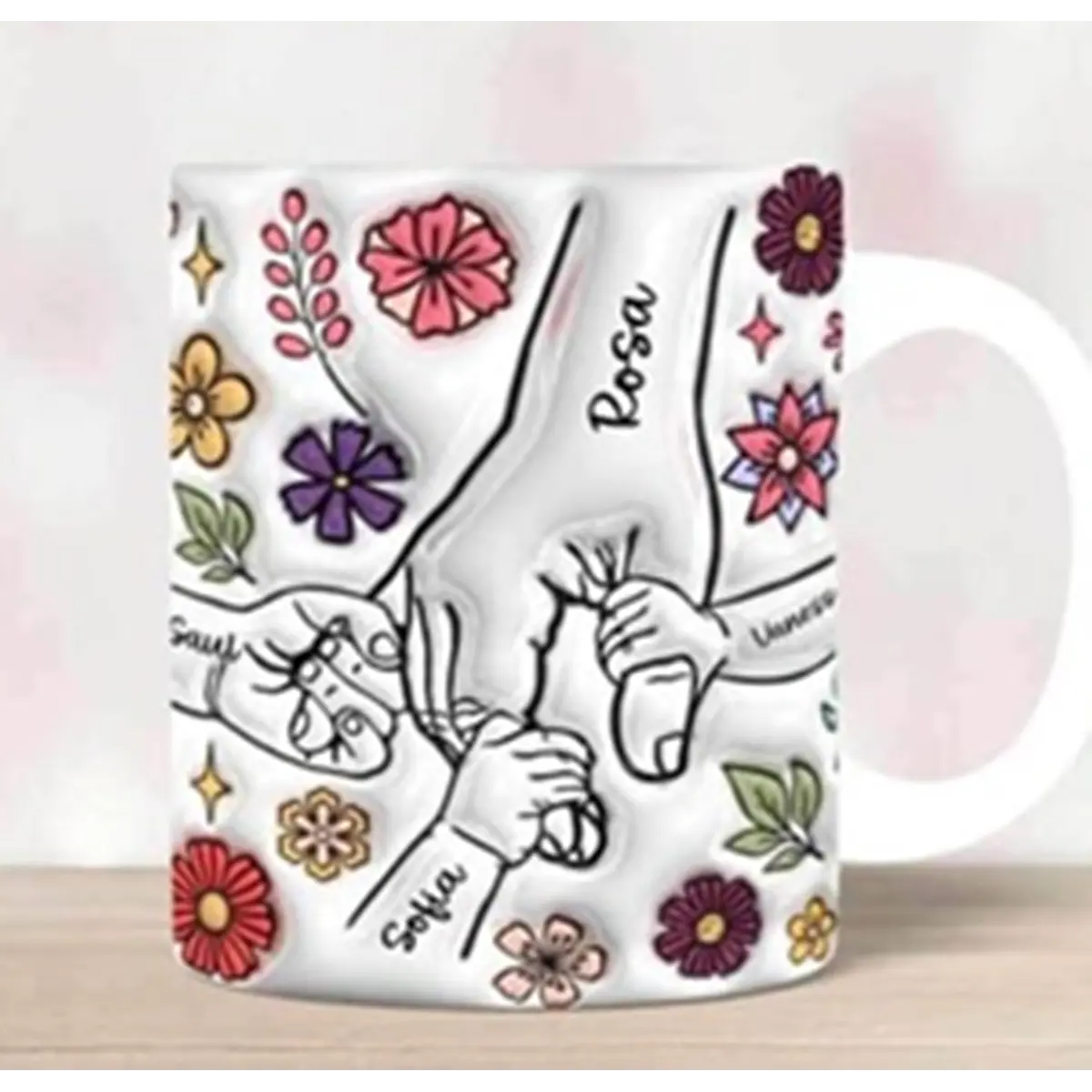 4 Diseños Plantillas Tazas Dia de La Madre Manos Mamá y Hijo