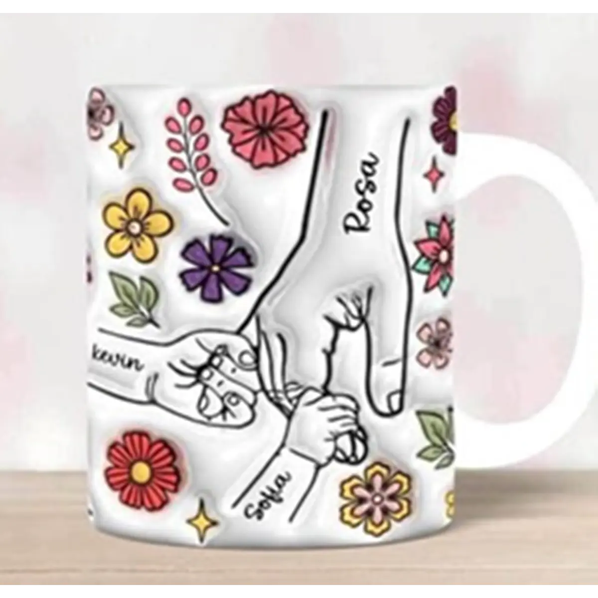4 Diseños Plantillas Tazas Dia de La Madre Manos Mamá y Hijo
