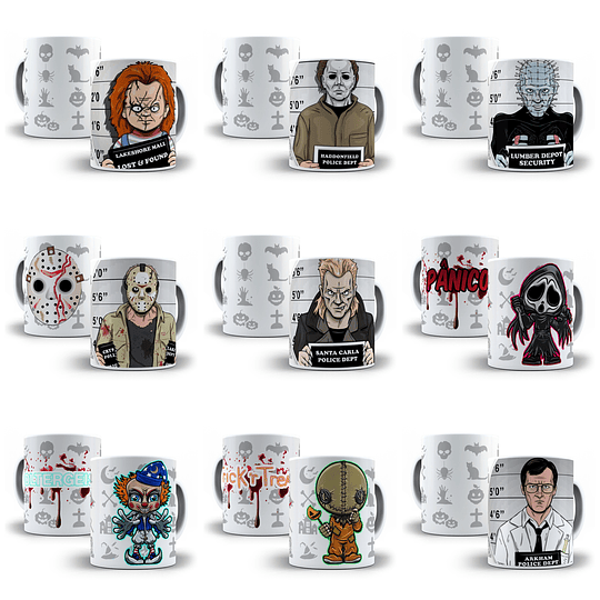 19 Diseños Plantillas Tazas Halloween Archivo Editable