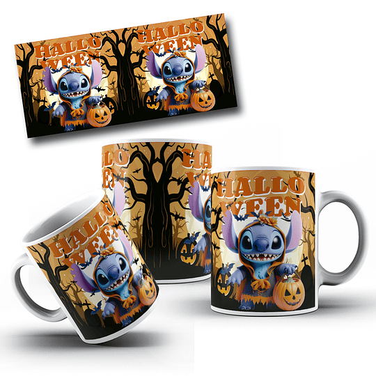 10 Diseños Plantillas Tazas Stitch Halloween Archivo en Jpg