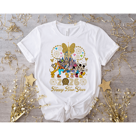 10 Diseños Plantillas Camiseta Poleras New Year Disney 2026 Archivos Png