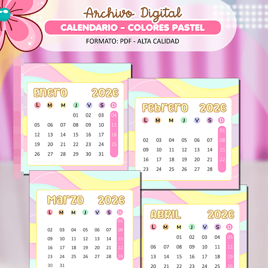 7 Pack de Tacos Calendarios 2026 Diseños Plantillas Archivos PDF