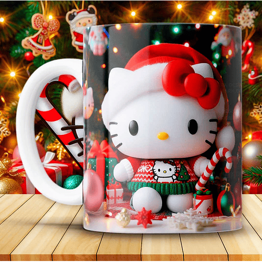 12 Diseños Plantillas Tazas Hello Kitty Navidad Archivos JPG