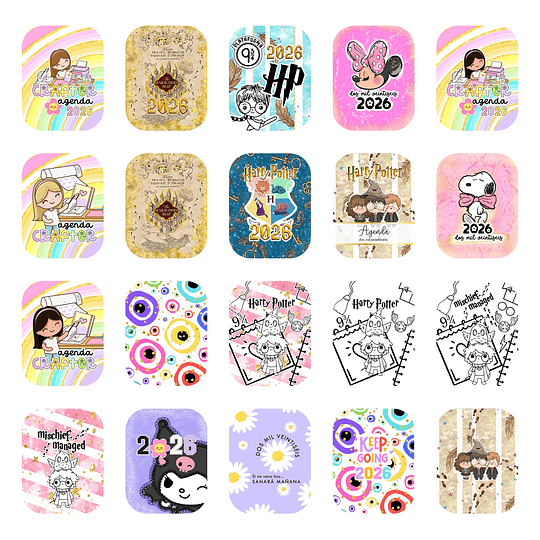 Diseños Plantillas Pack Agendas Portadas 2026 Archivos PDF y  PNG