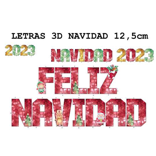 Diseños Plantillas Letras Números 3D Navidad Archivos PDF