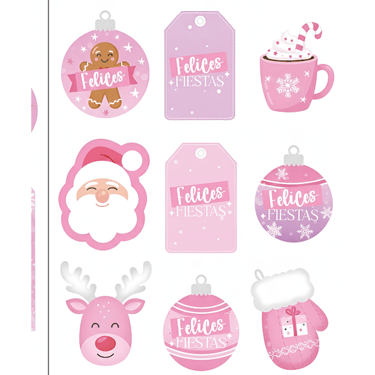 Diseños Plantillas Tag Rosa Navidad Archivos PDF