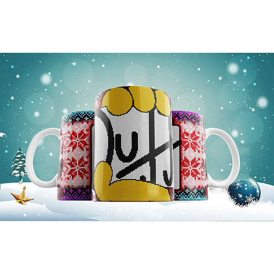 19 Diseños Plantillas Tazas Patron Ugly Navidad Archivos JPG
