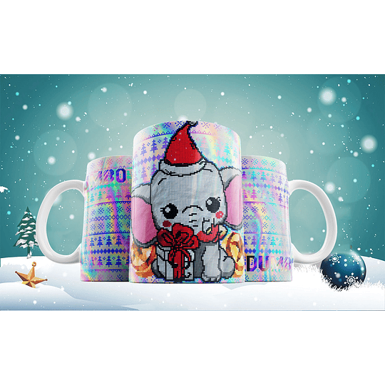 19 Diseños Plantillas Tazas Patron Ugly Navidad Archivos JPG