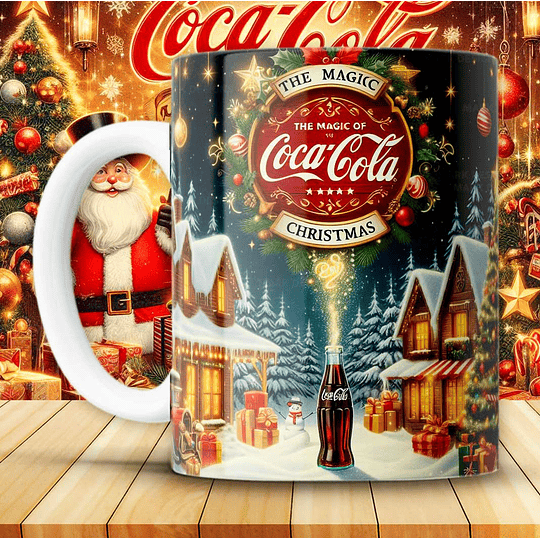 12 Diseños Plantillas Tazas Coca Cola Navidad Archivo JPG