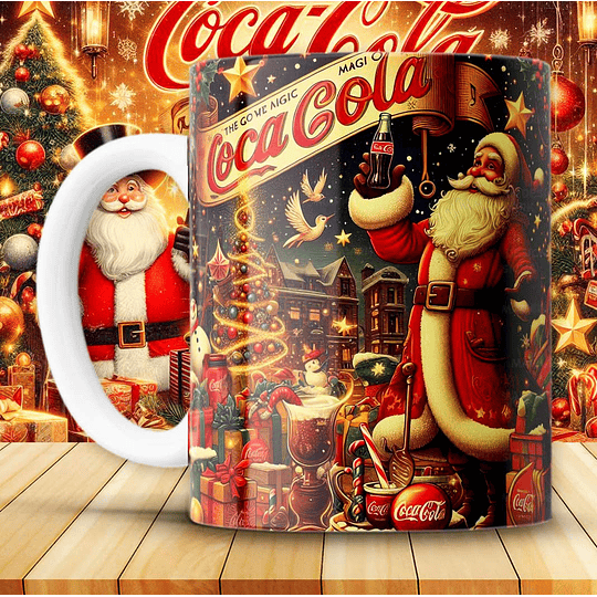 12 Diseños Plantillas Tazas Coca Cola Navidad Archivo JPG