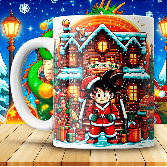 Diseños Plantillas Tazas Dragon Ball Z Navidad Archivos JPG