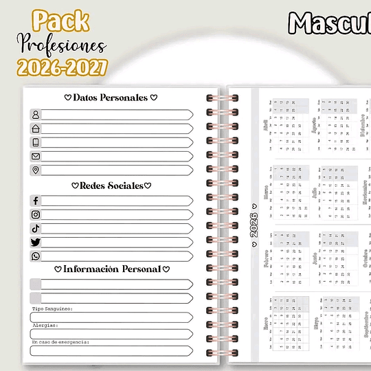 Diseños Plantillas Agendas y Portadas Profisiones 2026 Archivos PDF
