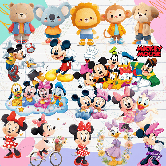 Diseños Plantilla Etiquetas Escolares Mascotas y Personajes 2026 Archivos Png