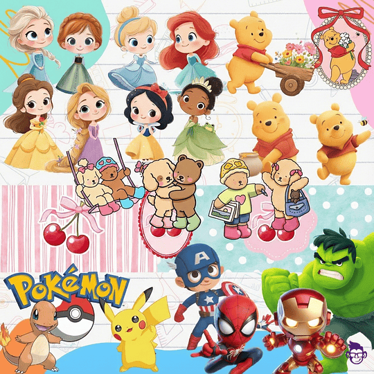 Diseños Plantilla Etiquetas Escolares Mascotas y Personajes 2026 Archivos Png