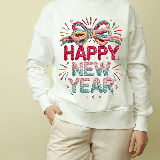 6 Diseños Plantillas Camisa Poleras Bordado Año Nuevo 2026 Archivos PNG