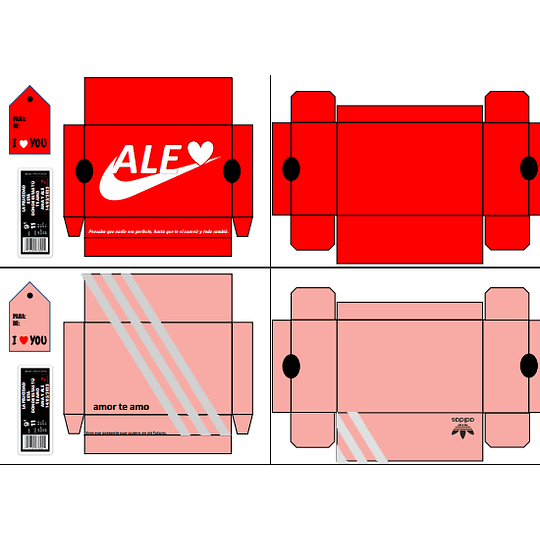 12 Plantillas de Diseño Cajas de Zapatos San Valentín Archivos PDF
