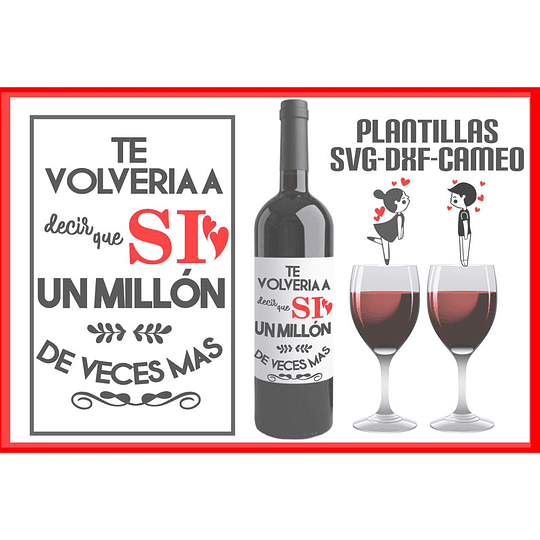 Plantillas de Diseño para Botellas San Valentín Archivos SVG y Studio