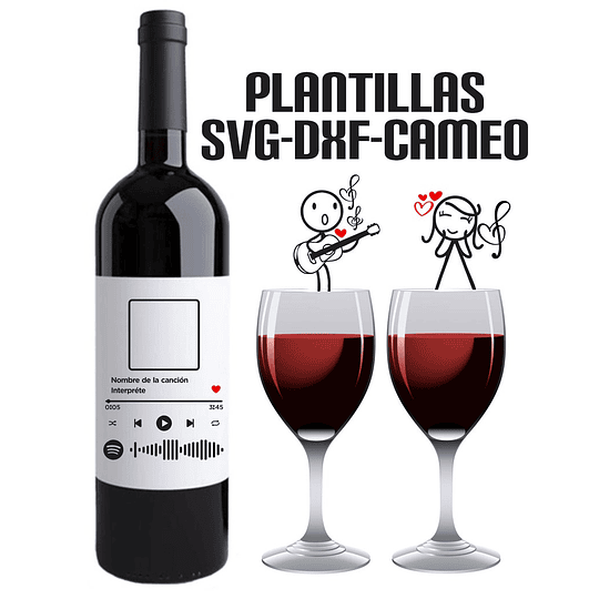 Plantillas de Diseño para Botellas San Valentín Archivos SVG y Studio