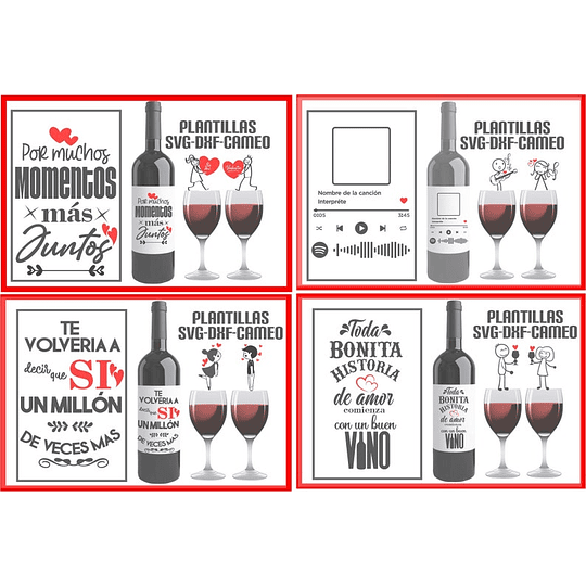 Plantillas de Diseño para Botellas San Valentín Archivos SVG y Studio