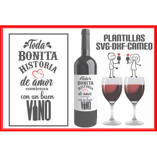 Plantillas de Diseño para Botellas San Valentín Archivos SVG y Studio