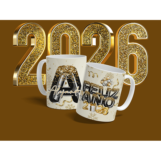 Plantillas de Diseño Tazas Año Nuevo 3 2026 Archivos Editables Photoshop