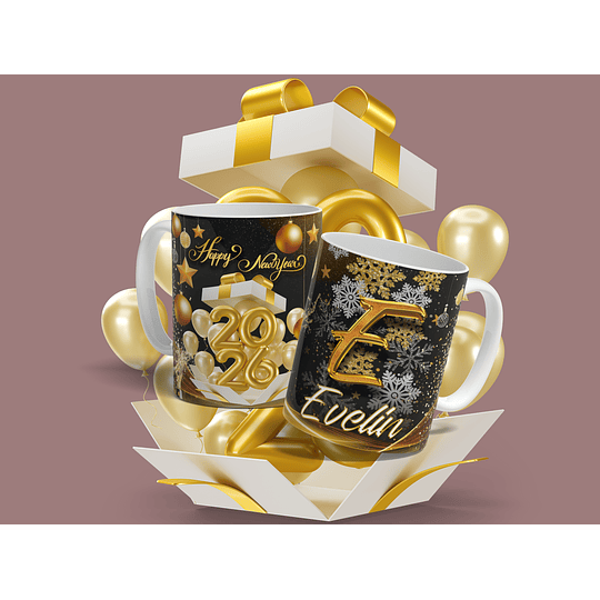 Plantillas de Diseño Tazas Año Nuevo Con Foto 2026 Archivos Editables Photoshop